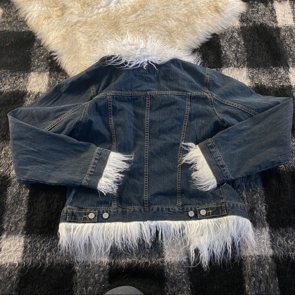Vintage 90s Y2k no boundaries faux fur trim lightweight denim jacket M - Picture 6 of 6